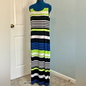 Jessica Howard Vibrant Striped Maxi Dress - Lime, Blue, Black